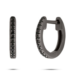 0.07ct 14k Black Rhodium Gold Black Diamond Huggie Earring 0.07ct 14k Black Rhodium Gold Black Diamond Huggie Earring