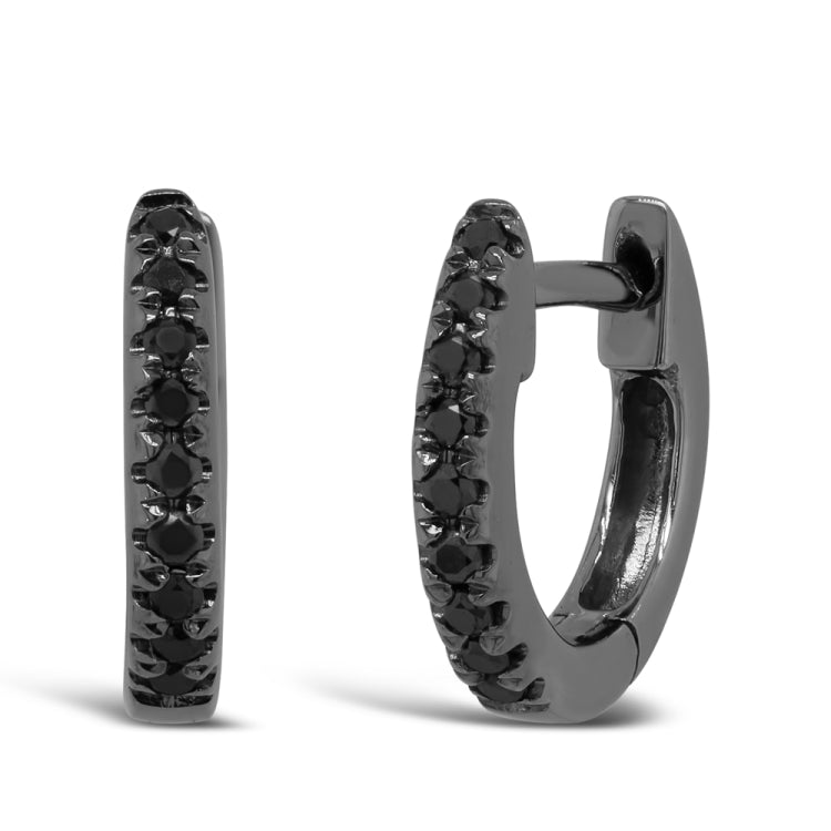 0.06ct 14k Black Rhodium Gold Black Diamond Huggie Earring 0.06ct 14k Black Rhodium Gold Black Diamond Huggie Earring