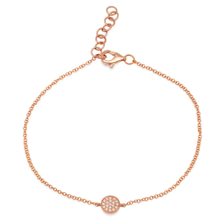 0.05CT 14k Rose Gold Diamond Pave Circle Bracelet 0.05CT 14k Rose Gold Diamond Pave Circle Bracelet