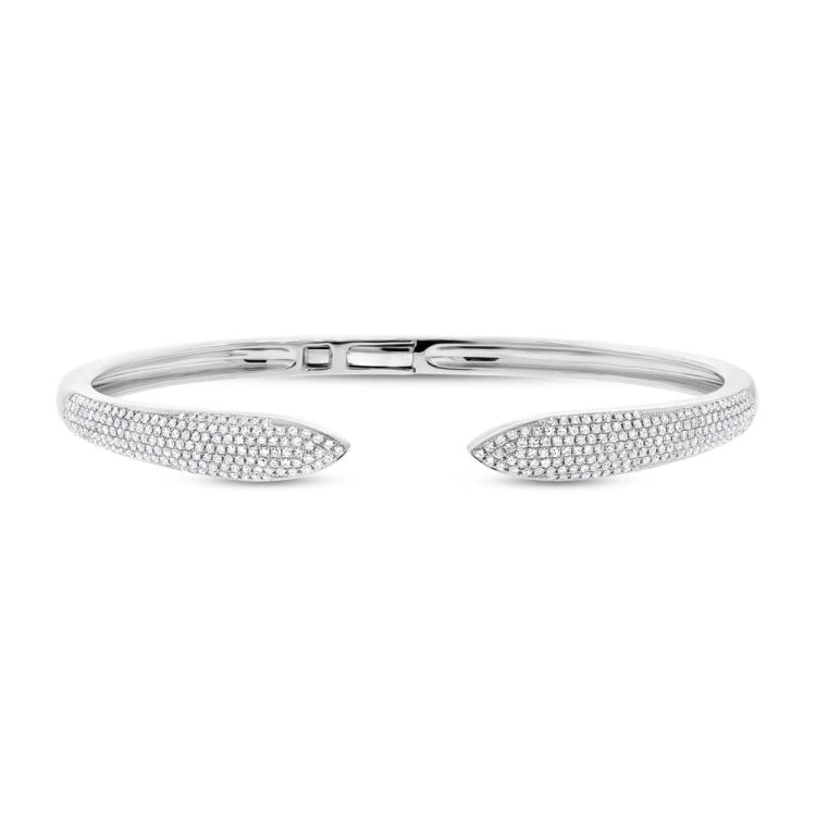 1.08ct 14k White Gold Diamond Pave Claw Bangle 1.08ct 14k White Gold Diamond Pave Claw Bangle