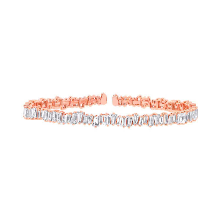 5.48ct 14k Rose Gold Diamond Baguette Bangle 5.48ct 14k Rose Gold Diamond Baguette Bangle
