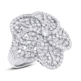 4.18ct 18k White Gold Diamond Flower Ring
