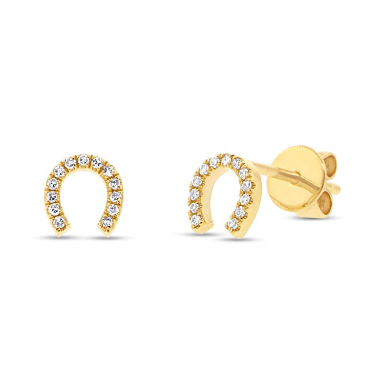 0.06ct 14k Yellow Gold Diamond Horseshoe Stud Earring 0.06ct 14k Yellow Gold Diamond Horseshoe Stud Earring