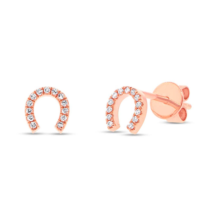 0.06ct 14k Rose Gold Diamond Horseshoe Stud Earring 0.06ct 14k Rose Gold Diamond Horseshoe Stud Earring