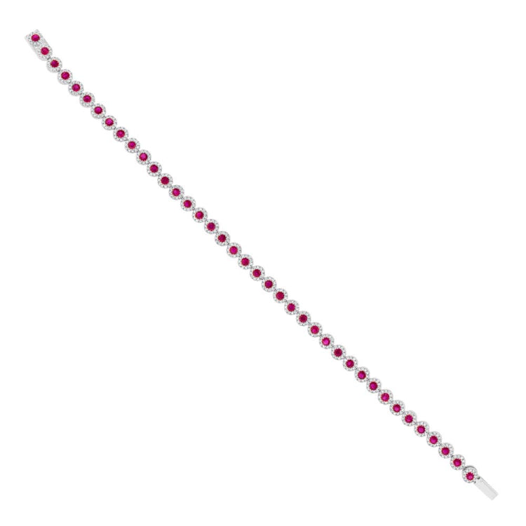 1.22ct Diamond & 2.03ct Ruby 14k White Gold Lady's Bracelet 1.22ct Diamond & 2.03ct Ruby 14k White Gold Lady's Bracelet