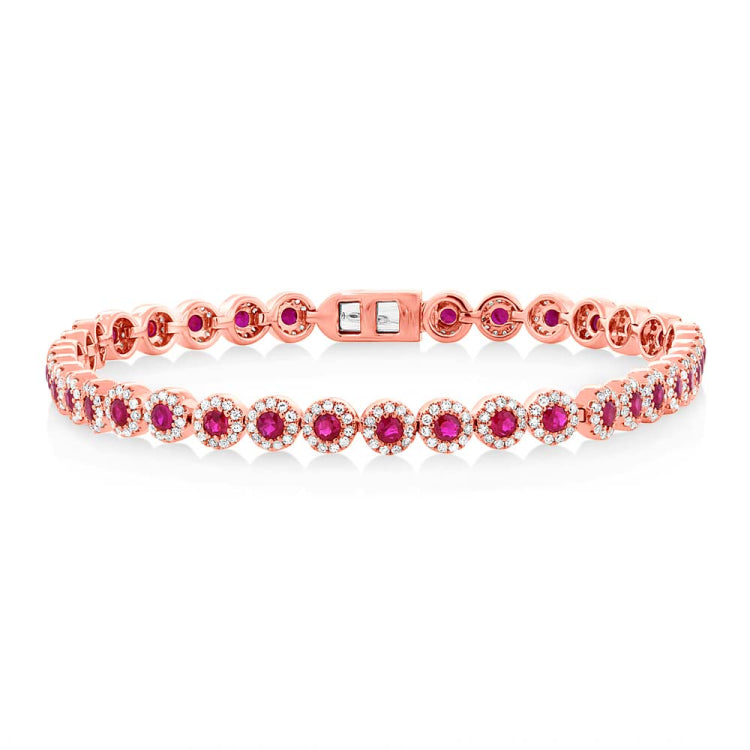1.22ct Diamond & 2.03ct Ruby 14k Rose Gold Lady's Bracelet 1.22ct Diamond & 2.03ct Ruby 14k Rose Gold Lady's Bracelet