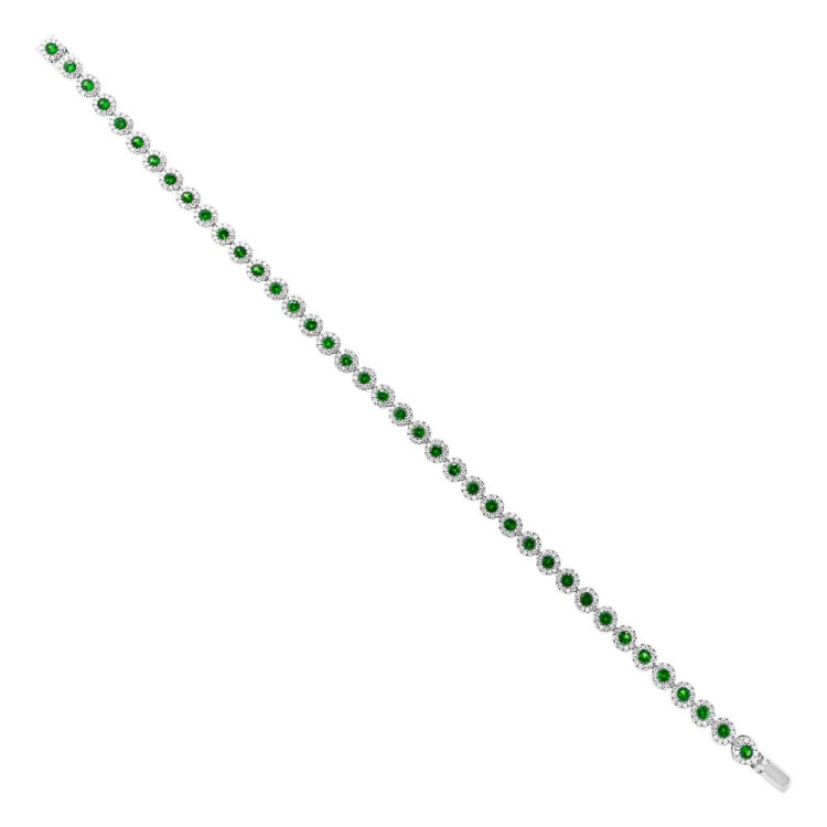 1.22ct Diamond & 1.97ct Green Garnet 14k White Gold Lady's Bracelet 1.22ct Diamond & 1.97ct Green Garnet 14k White Gold Lady's Bracelet