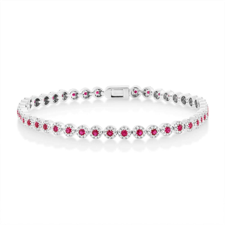 1.08ct Diamond & 1.48ct Ruby 14k White Gold Lady's Bracelet 1.08ct Diamond & 1.48ct Ruby 14k White Gold Lady's Bracelet