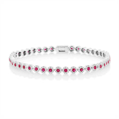 1.08ct Diamond & 1.48ct Ruby 14k White Gold Lady's Bracelet 1.08ct Diamond & 1.48ct Ruby 14k White Gold Lady's Bracelet