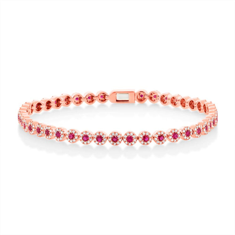 1.08ct Diamond & 1.48ct Ruby 14k Rose Gold Lady's Bracelet 1.08ct Diamond & 1.48ct Ruby 14k Rose Gold Lady's Bracelet