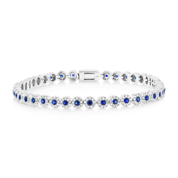 1.08ct Diamond & 1.25ct Blue Sapphire 14k White Gold Lady's Bracelet 1.08ct Diamond & 1.25ct Blue Sapphire 14k White Gold Lady's Bracelet