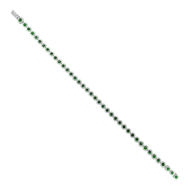 1.28ct Diamond & 2.95ct Green Garnet 14k White Gold Bracelet 1.28ct Diamond & 2.95ct Green Garnet 14k White Gold Bracelet