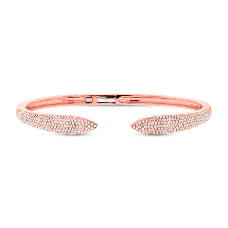 1.08ct 14k Rose Gold Diamond Pave Claw Bangle 1.08ct 14k Rose Gold Diamond Pave Claw Bangle