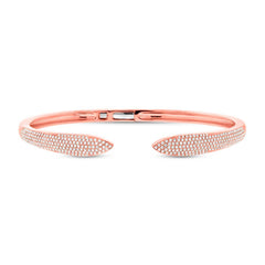1.08ct 14k Rose Gold Diamond Pave Claw Bangle 1.08ct 14k Rose Gold Diamond Pave Claw Bangle