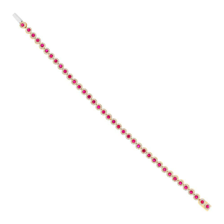 1.28ct Diamond & 3.65ct Ruby 14k Yellow Gold Bracelet 1.28ct Diamond & 3.65ct Ruby 14k Yellow Gold Bracelet