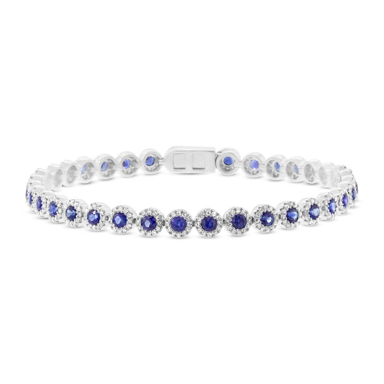 1.28ct Diamond & 3.43ct Blue Sapphire 14k White Gold Bracelet 1.28ct Diamond & 3.43ct Blue Sapphire 14k White Gold Bracelet