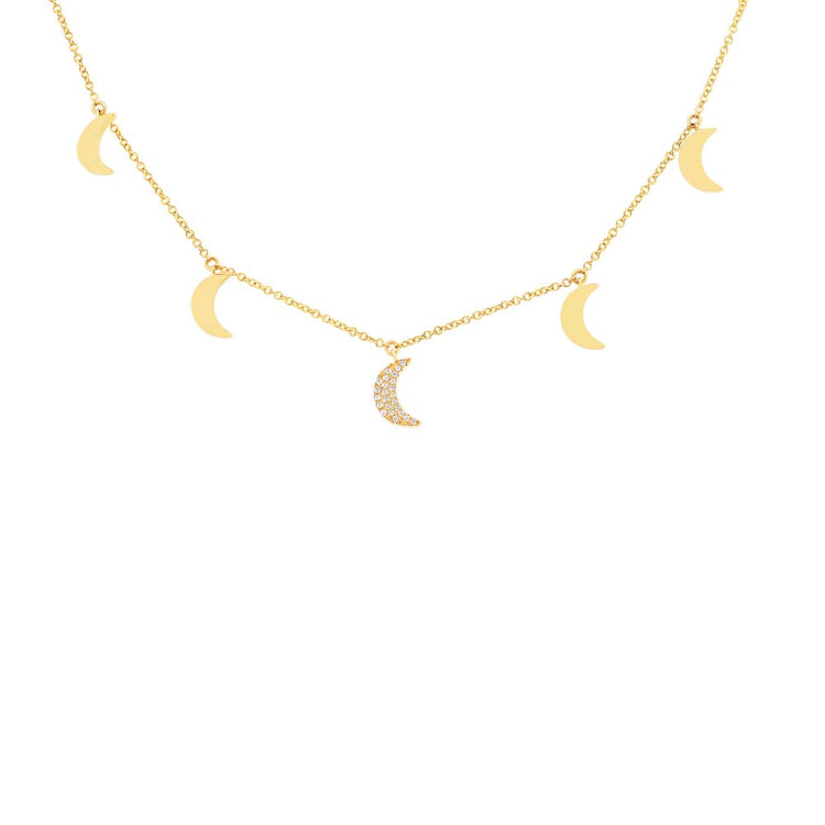0.06ct 14k Yellow Gold Diamond Crescent Moon Necklace 0.06ct 14k Yellow Gold Diamond Crescent Moon Necklace