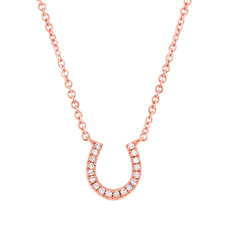 0.06ct 14k Rose Gold Diamond Horseshoe Pendant 0.06ct 14k Rose Gold Diamond Horseshoe Pendant