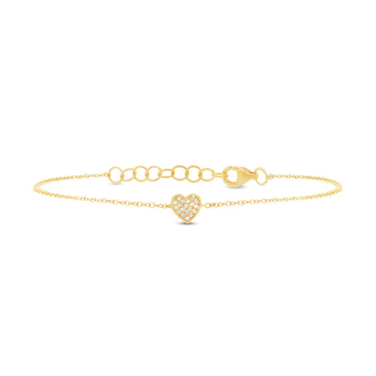 0.04ct 14k Yellow Gold Diamond Pave Heart Bracelet 0.04ct 14k Yellow Gold Diamond Pave Heart Bracelet