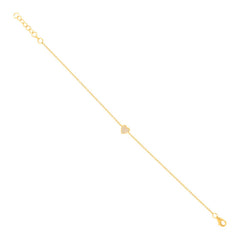0.04ct 14k Yellow Gold Diamond Pave Heart Bracelet 0.04ct 14k Yellow Gold Diamond Pave Heart Bracelet