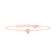 0.04ct 14k Rose Gold Diamond Pave Heart Bracelet 0.04ct 14k Rose Gold Diamond Pave Heart Bracelet