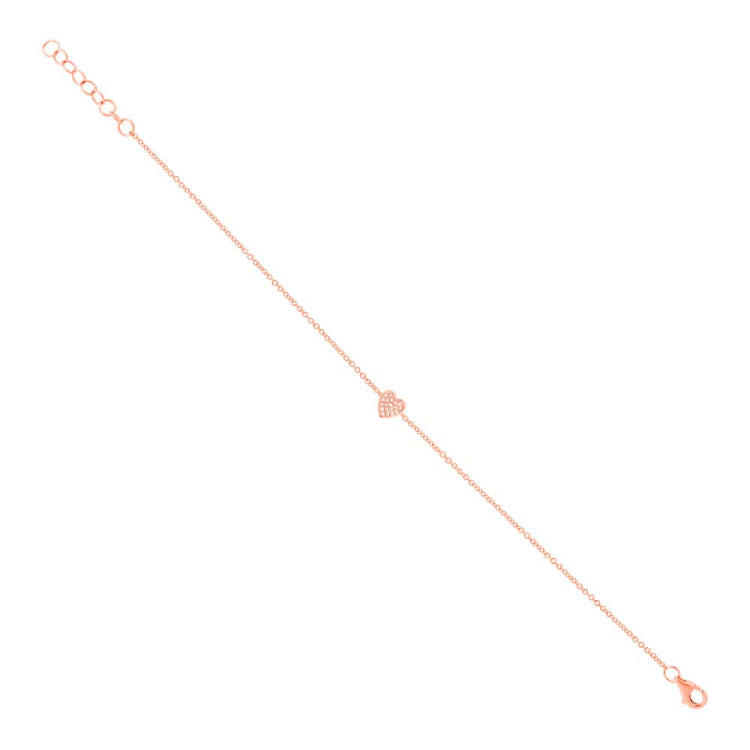 0.04ct 14k Rose Gold Diamond Pave Heart Bracelet 0.04ct 14k Rose Gold Diamond Pave Heart Bracelet