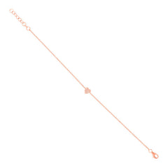 0.04ct 14k Rose Gold Diamond Pave Heart Bracelet 0.04ct 14k Rose Gold Diamond Pave Heart Bracelet