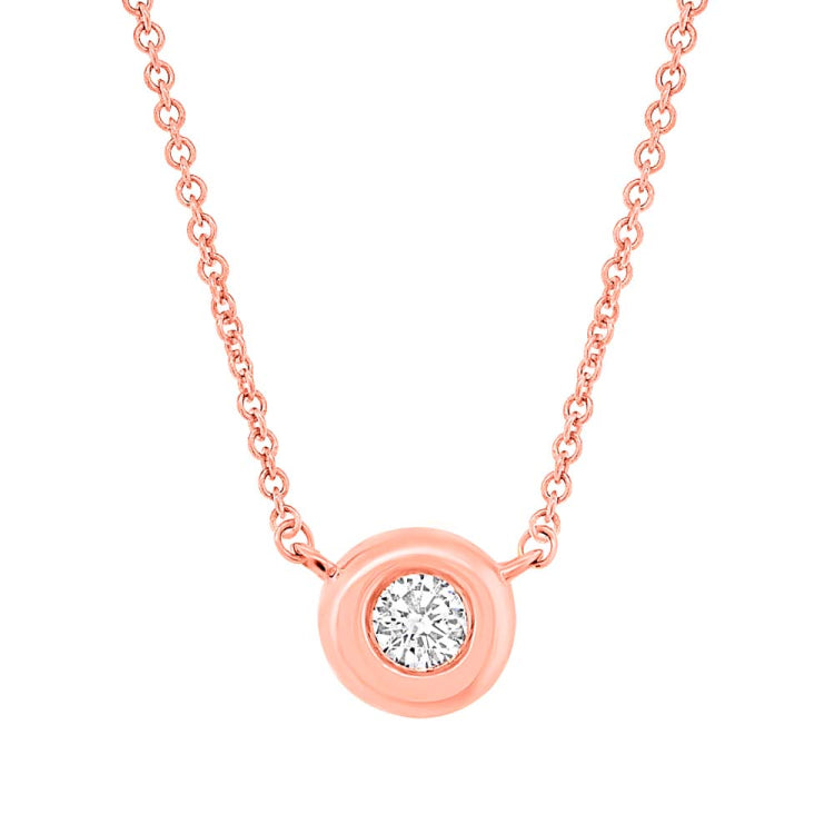 0.05ct 14k Rose Gold Diamond Bezel Pendant 0.05ct 14k Rose Gold Diamond Bezel Pendant