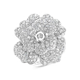 5.06ct 18k White Gold Diamond Flower Semi-mount Ring