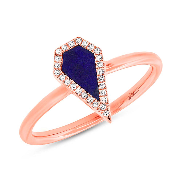 0.06ct Diamond & 0.32ct Lapis 14k Rose Gold Lady's Ring 0.06ct Diamond & 0.32ct Lapis 14k Rose Gold Lady's Ring