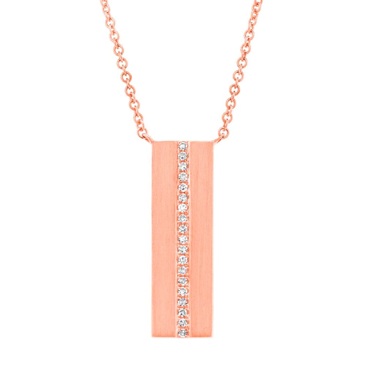 0.06ct 14k Rose Gold Diamond Bar Pendant 0.06ct 14k Rose Gold Diamond Bar Pendant
