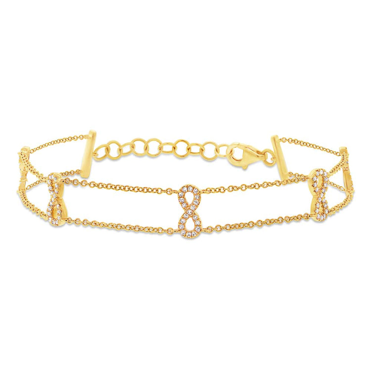 0.25ct 14k Yellow Gold Diamond Ribbon Bow Bracelet 0.25ct 14k Yellow Gold Diamond Ribbon Bow Bracelet