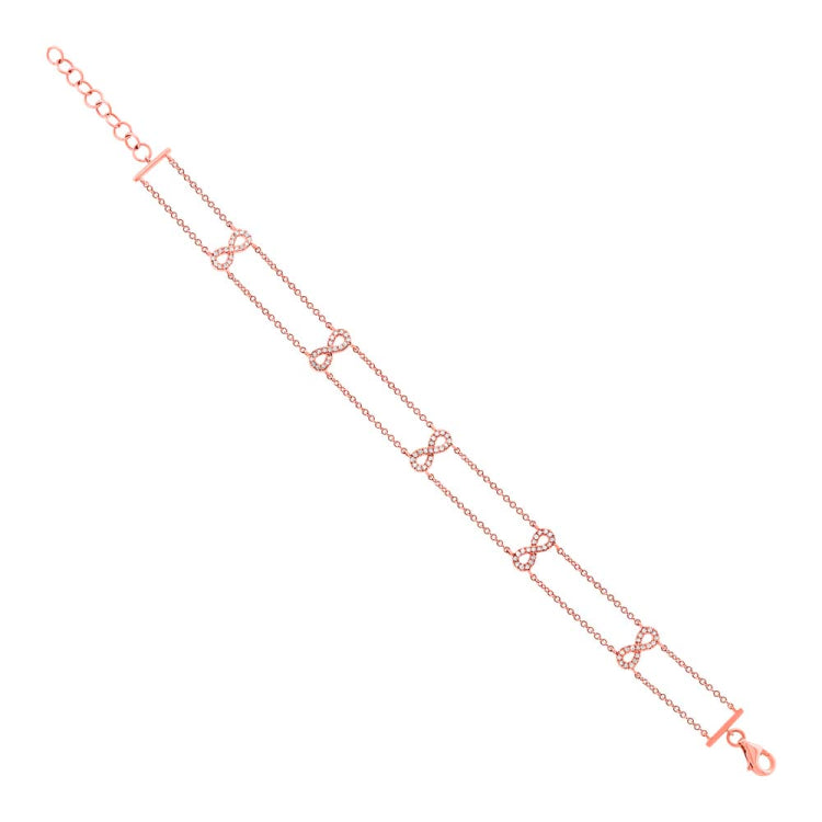 0.25ct 14k Rose Gold Diamond Ribbon Bow Bracelet 0.25ct 14k Rose Gold Diamond Ribbon Bow Bracelet
