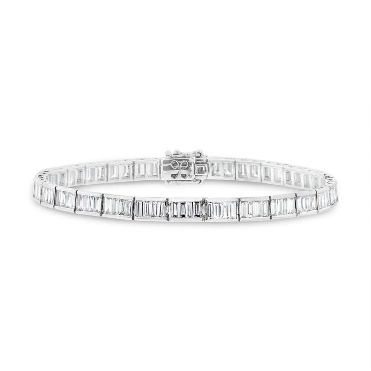 4.36ct 18k White Gold Diamond Baguette Tennis Bracelet 4.36ct 18k White Gold Diamond Baguette Tennis Bracelet