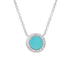 0.04ct Diamond & 0.33ct Composite Turquoise 14k White Gold Necklace 0.04ct Diamond & 0.33ct Composite Turquoise 14k White Gold Necklace