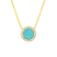 0.04ct Diamond & 0.33ct Composite Turquoise 14k Yellow Gold Necklace 0.04ct Diamond & 0.33ct Composite Turquoise 14k Yellow Gold Necklace