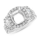 2.30ct 18k White Gold Diamond Semi-mount Ring for 9x9mm Center