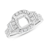 1.65ct 18k White Gold Diamond Semi-mount Ring for 8x8mm Center