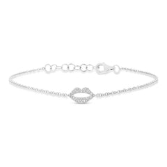 0.08ct 14k White Gold Diamond Pave Lips Bracelet 0.08ct 14k White Gold Diamond Pave Lips Bracelet