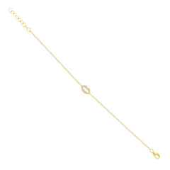 0.08ct 14k Yellow Gold Diamond Pave Lips Bracelet 0.08ct 14k Yellow Gold Diamond Pave Lips Bracelet