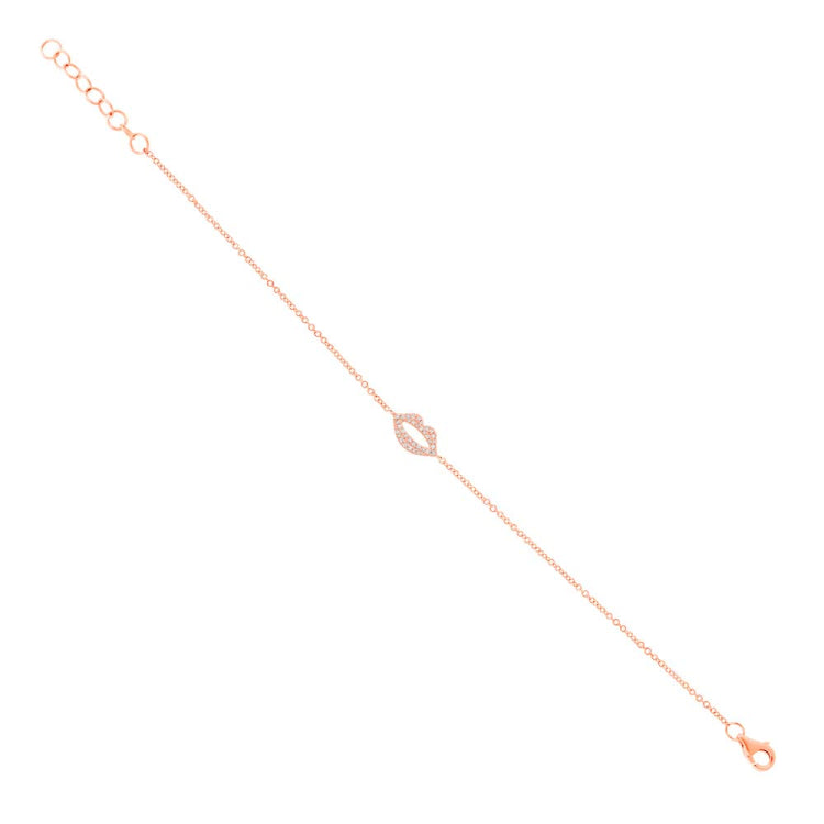 0.08ct 14k Rose Gold Diamond Pave Lips Bracelet 0.08ct 14k Rose Gold Diamond Pave Lips Bracelet