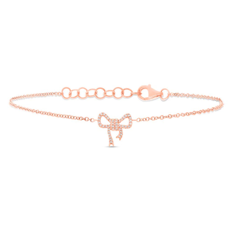 0.11ct 14k Rose Gold Diamond Bow Bracelet 0.11ct 14k Rose Gold Diamond Bow Bracelet
