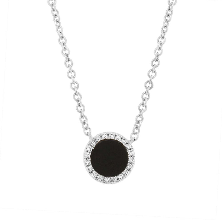 0.04ct Diamond & 0.31ct Onyx 14k White Gold Necklace 0.04ct Diamond & 0.31ct Onyx 14k White Gold Necklace