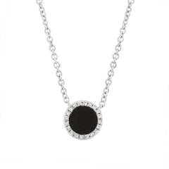 0.04ct Diamond & 0.31ct Onyx 14k White Gold Necklace 0.04ct Diamond & 0.31ct Onyx 14k White Gold Necklace