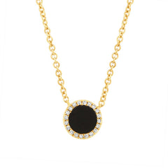 0.04ct Diamond & 0.31ct Onyx 14k Yellow Gold Necklace 0.04ct Diamond & 0.31ct Onyx 14k Yellow Gold Necklace
