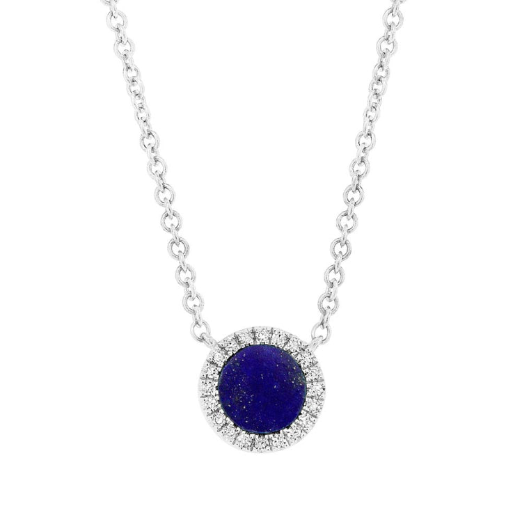 0.04ct Diamond & 0.33ct Lapis 14k White Gold Necklace 0.04ct Diamond & 0.33ct Lapis 14k White Gold Necklace