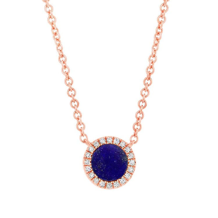 0.04ct Diamond & 0.33ct Lapis 14k Rose Gold Necklace 0.04ct Diamond & 0.33ct Lapis 14k Rose Gold Necklace