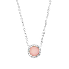 0.04ct Diamond & 0.28ct Pink Opal 14k White Gold Necklace 0.04ct Diamond & 0.28ct Pink Opal 14k White Gold Necklace