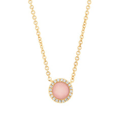 0.04ct Diamond & 0.28ct Pink Opal 14k Yellow Gold Necklace 0.04ct Diamond & 0.28ct Pink Opal 14k Yellow Gold Necklace