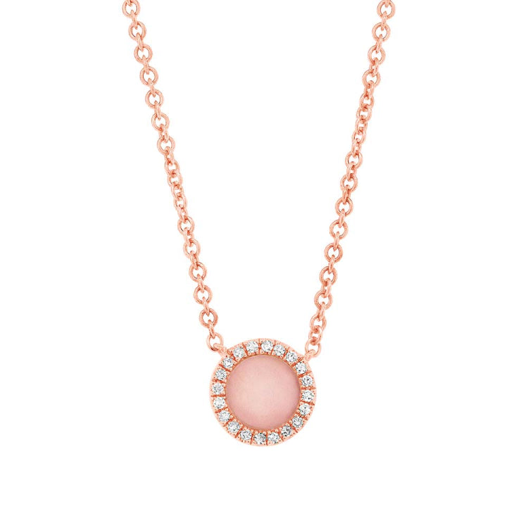 0.04ct Diamond & 0.28ct Pink Opal 14k Rose Gold Necklace 0.04ct Diamond & 0.28ct Pink Opal 14k Rose Gold Necklace